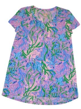 Lilly Pulitzer Tropical Print Pink Blue Top XXS